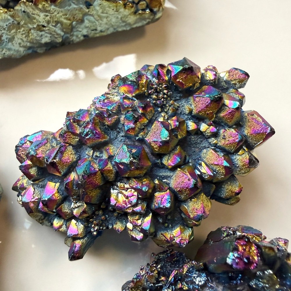 Dark Aura Clear Quartz Cluster Home Accent